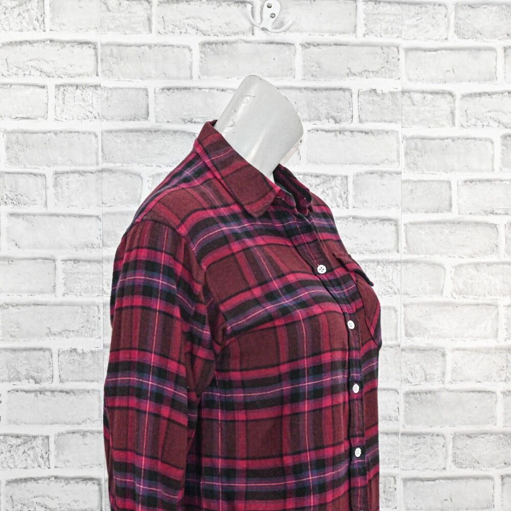 Rag & Bone Women's Jonah Plaid Shirt Cotton Flannel Burgundy Plaid S - Picture 9 of 9